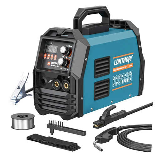 LDHTHOPI 140A MIG Welder, 4-in-1 Flux Core/Solid Wire/Lift TIG/Stick Welder, 110V Gas/Gasless Welder Machine for Home, Car, Yard, Workshop, Farm