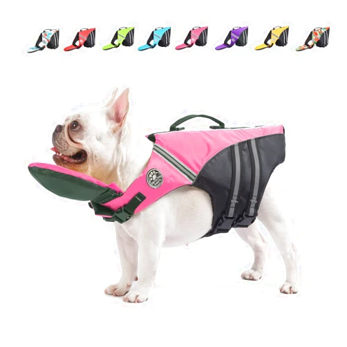 Mklhgty Dog Life Jacket, Reflective Dog Life Vest with Removable Neck Float & High Buoyancy for Swimming and Boating, Ripstop Pet Safety Swimsuit Rescue Handle for Small Medium Large Dogs pink