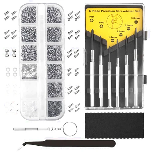 BOUBADE Eyeglasses Repair Kit, 1100PCS Eyeglass Screws and 6 Pcs Precision Screwdriver Set and Tweezers for Glasses, Sunglass, Jewelry, Spectacles and Watche