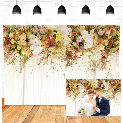 OERJU 6x4ft Wedding Floral Wall Backdrop Wedding Backdrop for Reception White Pink Rose Flowers Photography Background Bridal Shower Anniversary Birthday Party Decoration Banner Photo Booth Props