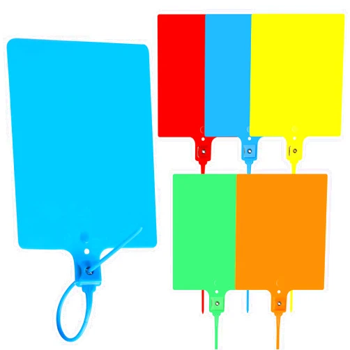SBYURE 100 PCS Plastic Tags Shipping Tags Large Waterproof Plastic Tags for Labeling Shipping Labels with Wire Cable Ties Zip Tie Label Hang Tags Plastic Writable Tags for Luggage Labeling, 5 Colors