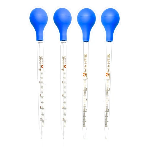 HOAOH 4 Pieces Glass Pipette 10ml 5ml Glass Graduated Pipettes Dropper with Big Rubber Cap Dropping Lab Pipette Transfer for Liquid Essential Oil