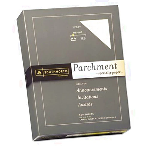 Southworth Parchment Specialty Paper, Ivory, 24 lbs., 8-1/2 x 11, 500/Box, Sold as 1 Box