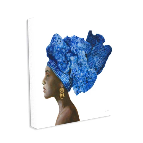 Stupell Industries Fashion Strong Female Portrait Patterned Head Wrap Artwork, Designed by James Wiens Wall Art, 36 x 36, Canvas