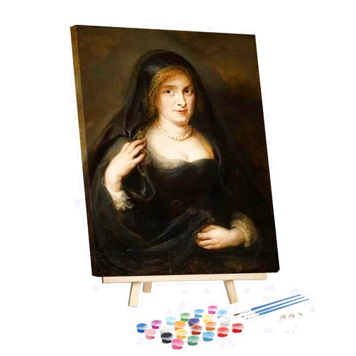 ZEYUPAIN Paint by Number for Adults Beginner Peter Paul Rubens Portrait of A Woman Probably Susanna Lunden Framed and Easel Paint by Numbers for Adults Beginner DIY Painting by Numbers