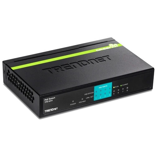 TRENDnet 8-Port 10/100Mbps PoE Switch, 4 x 10/100 Ports, 4 x 10/100 PoE Ports, 30W PoE Power Budget, 1.6 Gbps Switching Capacity, 802.3af, Lifetime Protection, Black, TPE-S44