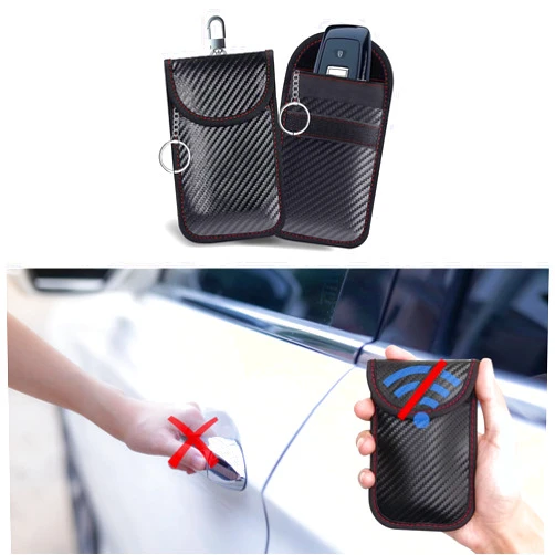 Jsorum 2PCS Faraday Pouch Key Fob Protector, Faraday Bag for Key Fob, Car RFID Signal Blocking Key Fob Protector, Faraday Cage Protector, Carbon Fiber Faraday Pouch Key Fob Protector