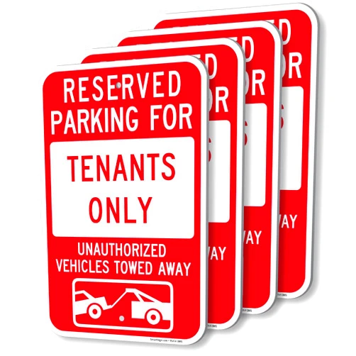 SmartSign (Pack of 4) 18 x 12 inch “Reserved Parking For Tenants, Unauthorized Vehicles Towed