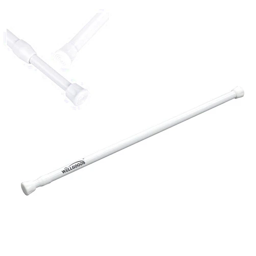 WELLGOODS 1 Piece Small Spring Curtain Tension Rods Adjustable Extension Rod for Cupboard Bathroom Window Closet -11.8-19.7 inch /30-50cm