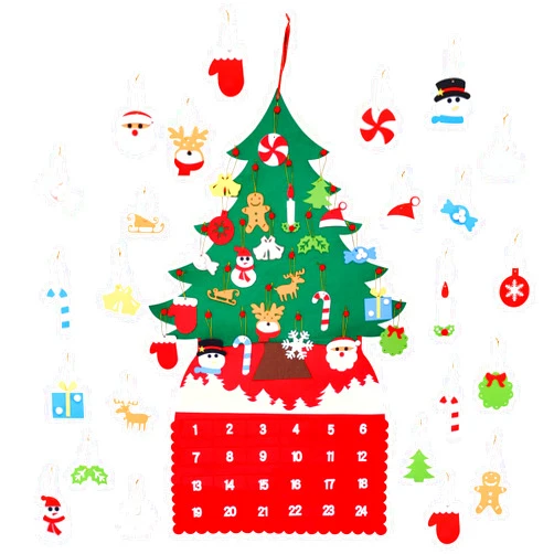 Valyria Christmas Tree Advent Calendar (2024 New), 24 Days Countdown to Christmas Felt Fabric Advent Calendar with 24 Ornaments & Pockets, Holiday Decoration Wall Door Hanging Decor Gift for Kids Adults