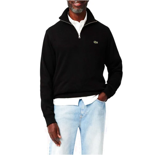 Lacoste mens Men’s Long Sleeve Quarter Zip Cotton Sweatshirt