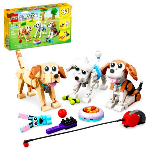LEGO Creator 3 in 1 Adorable Dogs Building Toy Set, Gift for Dog Lovers, Featuring Dachshund, Beagle, Pug, Poodle, Husky, and Labrador Figures for Kids 7 and Up, 31137