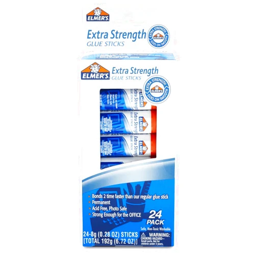 Elmer's Extra Strength Glue Sticks, Washable, 8 Grams, 24 Count