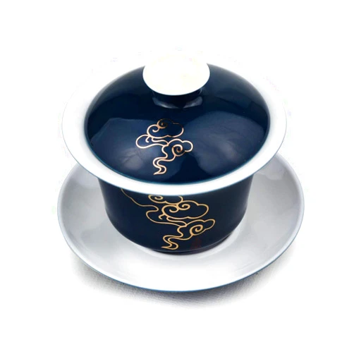 GDLK Gaiwan 5oz Teacup Porcelain Tea Cup Chinese Gongfu Tea Set (Blue-cloud)