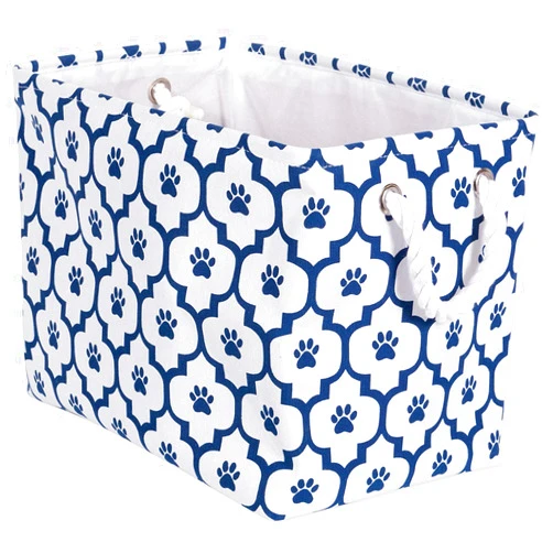 Bone Dry Pet Storage Collection Lattice Paw Print, Small Rectangle, White/Navy