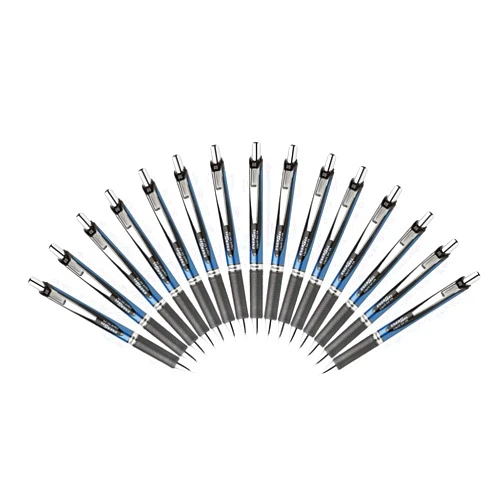 Pentel EnerGel RTX Retractable Liquid Gel Pen 0.5mm Fine Line Needle Tip Black Ink Pack of 15