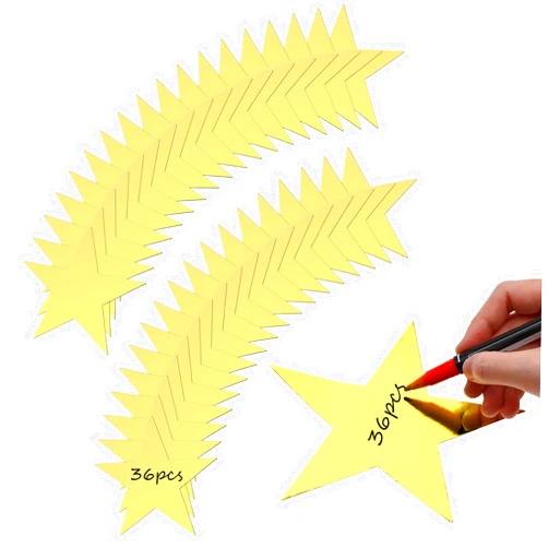 Prasacco 36 Pieces Gold Star Cutouts, 15cm/5.9inch Metallic Star Cutouts Double Printed Paper Stars Decoration Large Gold Stars Glitter Stars for Wedding Party Supplies Classroom Wall Decorations