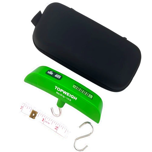 TOPWEIGH Bow Scale for Draw Weight, Poundage Scale with Peak and Hold Function, Measures up to 110 lbs / 50kg, Bow Scale with Storage Case, Handheld Bow Scale