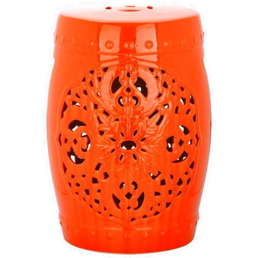 Safavieh Flora Glazed Ceramic Decorative Garden Stool, Orange
