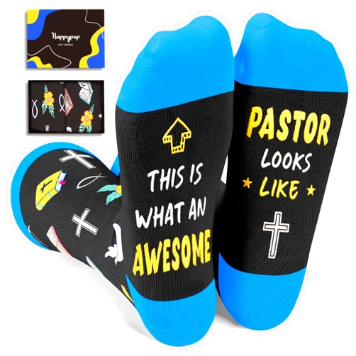 HAPPYPOP Funny Christian Gifts Men Jesus Pastor Appreciation Gifts, Christian Religious Socks Pastor Jesus Socks