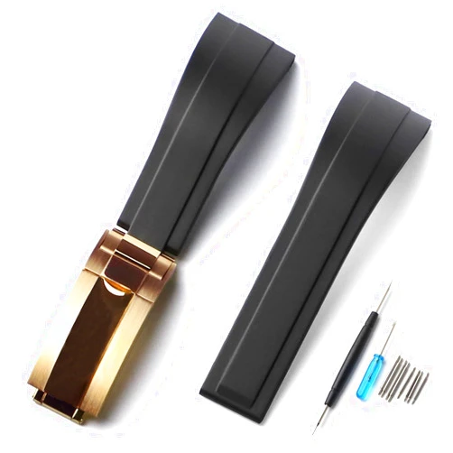 Sight Focus 20mm 21mm 22mm Rubber Watch Band For Rolex Cosmograph Daytona,Submariner,Yacht-Master,GMT-Master,Sea Dweller,Sky Dweller, Air-King,Datejust ,Day-Date,Explorer,DEEPSEA,Oyster Perpetual Watch Strap Omega Breitling Tudor Longines Watchband Seiko CITIZEN Tear Resistant Waterproof Dustproof for Sports, Diving