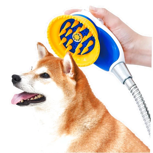 PETHROOM [PETHROOM] Pet Relaxing Grooming Brush Scrubber Shower Wash Head Attachment for Dogs and Cats Spa Washing & Bathing | Dog Cat Hair Deshedding Splash Shield | Massage Rubber Bath Tool