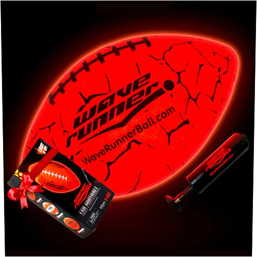 Wave Runner Waverunner Glow in The Dark Football - LED Light Up Football - Perfect Teenage Boy Gifts Idea for Ages 8-15+ | Size No. 6 - Cool Stuff Outdoor Sports Toy Gift Ideas for Kids, Youth Ages 8,9,10,11,12