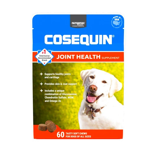 Nutramax Laboratories Nutramax Cosequin Joint Health Supplement for Dogs - With Glucosamine, Chondroitin, MSM, and Omega-3's, 60 Soft Chews
