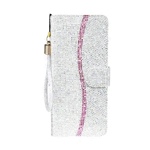 Guppy Compatible with iPhone 12 Pro Max Glitter Wallet Case with 2 Credit Card Holder Slots Bling Diamond Sequin Flip Stand Purse PU Leather Soft Bumper Protective Cover Case 6.7 inch Silver