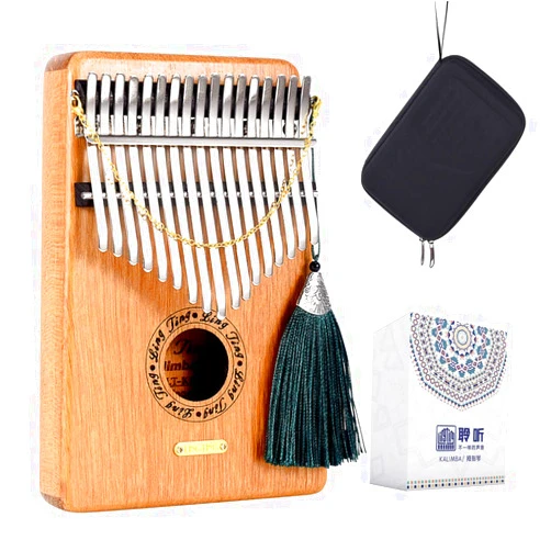 LingTing Kalimba 17 keys Thumb Piano Mbira Finger Piano Gift for Kids Adult Beginners Professional（LT-K17G） without EQ