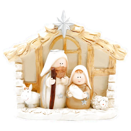 Hodao Christmas Decoration Indoor Home Decor-5''L 4''H Nativity Sets-Xmas Holiday Decor for Tabletop Home Party Room Table Fireplace Office (Apricot Color)