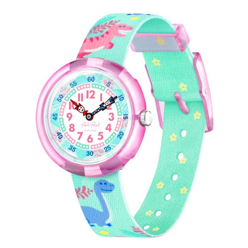 Flik Flak Unisex Kids Casual Green Bio-sourced Quartz Watch DINO PARTY