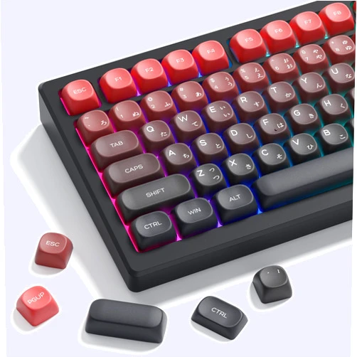 Womier MOA Keycaps Japanese,PBT Keycaps 60 75 100 Percent,Cute Dye-Sublimation134 Keys Custom Keyboard Key Cap for Cherry Gateron MX Switches Mechanical Keyboards, Gradient Red