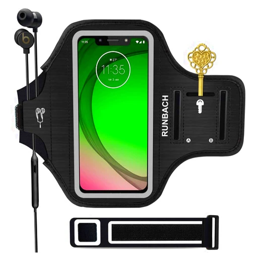 RUNBACH Sweatproof Running Armband for Motorola One Fusion/Edge Series/E7 Power/E7 Plus/G Stylus/G Power/G Play/G9 Play/G9 Plus/G9 Stylus/G30/G10(Black)