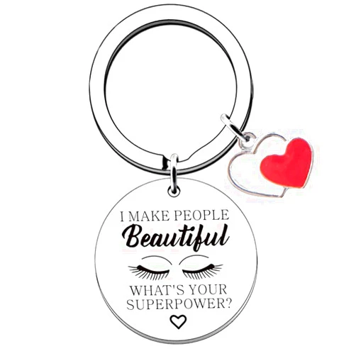 RFTWXHPN Beautician Makeup Artist Gifts for Women I Make People Beautiful What's Your Superpower Keychain for Cosmetologist Lash Tech Gift Ideas for Esthetician Birthday Christmas Gifts