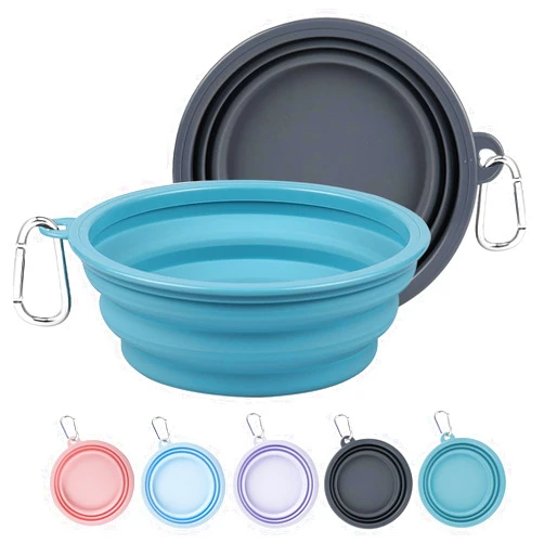 Kytely Collapsible Dog Bowls Large (1000ml), 2 Pack Foldable Dog Travel Bowls, Portable Dog Water Food Bowl with Clasp, Pet Feeding Cup Dish for Traveling, Walking, Hiking