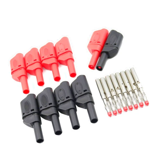 Zhenyu 10Pcs Safety Fully Insulated Multimeter Test Leads 4mm Banana Plugs Male Stackable Connectors with Banana Jack Adapters