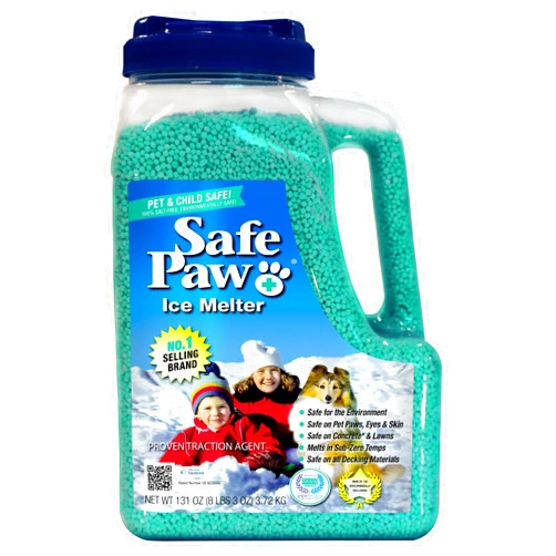 Safe Paw, Dog/Child/Plant Pet Safe Ice Melt with Traction Agent, 8lb, 100% Salt-Free/Chloride-Free, Non-Toxic, Fast Acting, Lasts 3X Longer