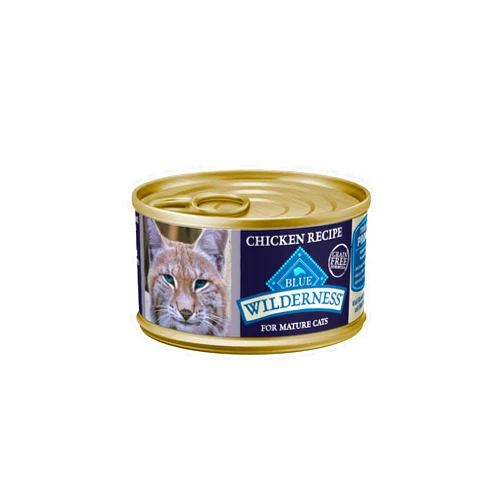 Blue Buffalo Wilderness High-Protein & Grain-Free Wet Cat Food Paté for Adult Cats 7+, Made with Natural Ingredients, Chicken Recipe, 3-oz. Cans (24 Count)