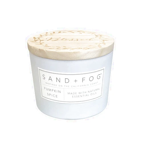 Sand + Fog Scented Candle - Pumpkin Spice – Additional Scents and Sizes – 100% Cotton Lead-Free Wick - Luxury Air Freshening Jar Candles - Perfect Home Decor – 12oz