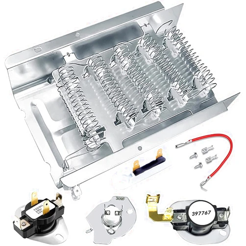 Alltemp 279838 Dryer Heating Element, 3392519 & 3977393 Thermal Fuse, 3977767 & 3387134 Clothes Dryer Replacement Parts Compatible, Whirlpool Kenmore Roper Amana