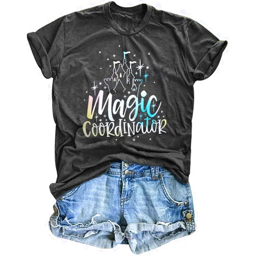 Fiscrat Magic Coordinator T Shirt Magic Kingdom Casual Tee Shirts Tshirt Family Vacation Castle Graphic Tops