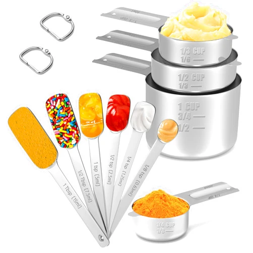 Minteem Stainless Steel Measuring Cups & Spoons Set for Cooking and Baking, Nesting Measuring Cups Measuring Spoons for Measuring Dry or Liquid Ingredients, Kitchen Gadgets, 10Pack