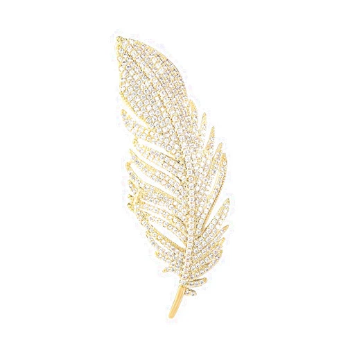 Bestleey Rhinestone Feather Brooch Pin for Women Elegant Crystal Exquisite Leaf Brooch Gold Silver Crystal Feather Leaf Pearl Brooch Lapel Pins Clothing Bag Hat Dress Jewelry Accessories Birthday Wedding Dance Party Jewelry