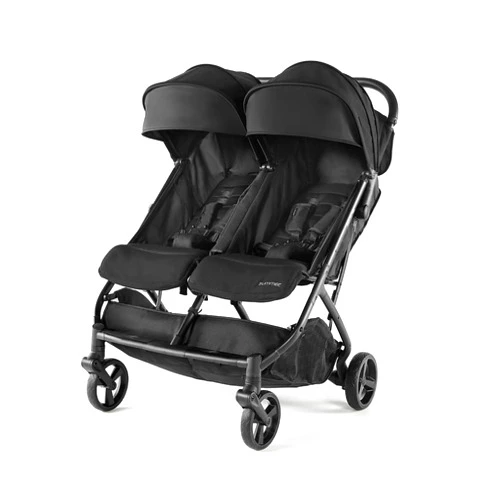 Summer Infant 3Dpac CS+ Double Stroller, Black – Car Seat Compatible Lightweight Baby Stroller with Convenient One-Hand Fold, Reclining Seats, Two Extra-Large Canopies & Parent Friendly Features