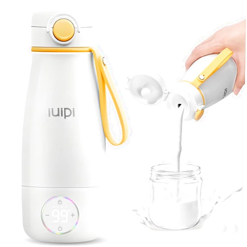 IIUIPI Portable Milk Warmer for Travel, 12oz Large Capacity Baby Bottle Warmer for Formula & Breastmilk, Fast Heating Milk Warmer on The Go wth Child Lock,Precise Temp Control,Super Fast Charging 10000mAh