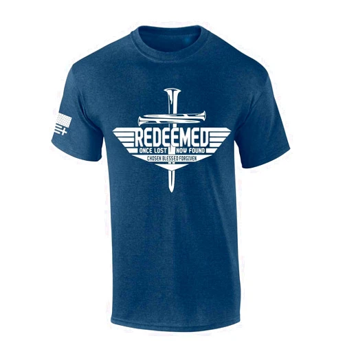 Trenz Shirt Company Men's Christian T-Shirt Redeemed Once Lost Now Found Chosen Blessed Forgiven Short Sleeve T-Shirt