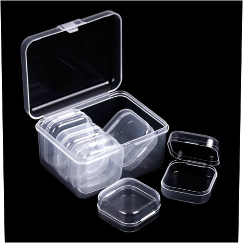 SKNBC 6 Pieces Small Clear Plastic Beads Storage Containers Box with Hinged Lid for Storage, 6 Mini 1 Big Plastic Craft Storage Boxe for Small Items and Other Craft Projects