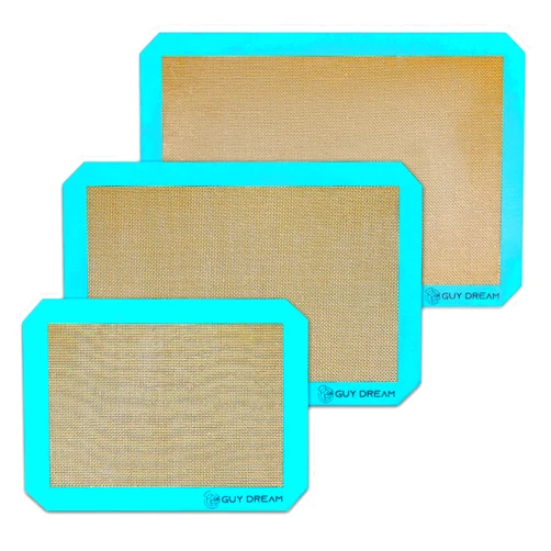 GUY.DRE.MAT GUYDREMAT Set of 3 PCs Silicone Baking Mat Sheets Kit - Non-Stick Food Grade Reusable Baking Mat - 1 Half Sheet Baking Mat + 1 Jelly Roll Cooking Mat +1 Quarter Sheet Oven Mat