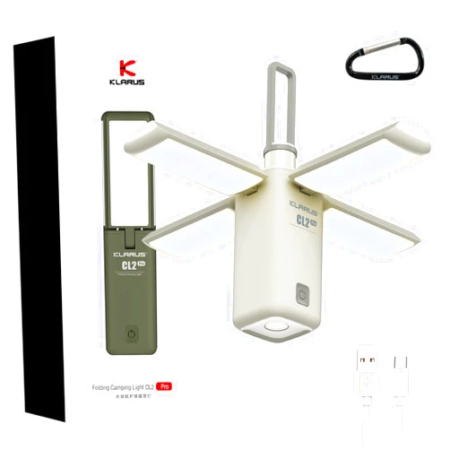 KLARUS CL2 Camping Lamp & Lanterns, 750LM & 8 Light Modes, Rechargeable, Tent Hanging, Power Supply, Waterproof, Foldable Lamp for Camp, Beach, Travel, Power Outages, Emergency - 14,000mAh White